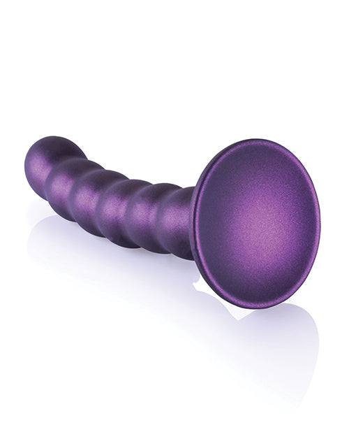 ¡Ay! Consolador con punto G de silicona con cuentas 5 en color morado metálico