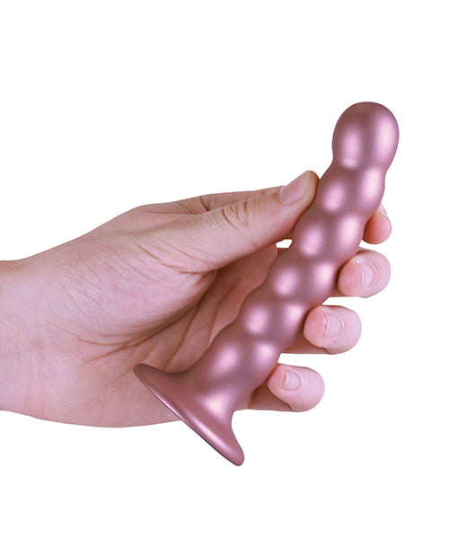 ¡Ay! Consolador 5 de silicona con cuentas y punto G en oro rosa