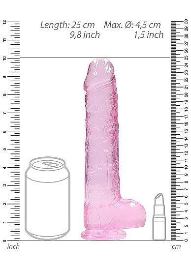 Realrock Consolador Realista De 9 Pulgadas Con Bolas Rosa Claro