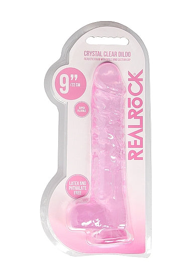 Realrock Consolador Realista De 9 Pulgadas Con Bolas Rosa Claro