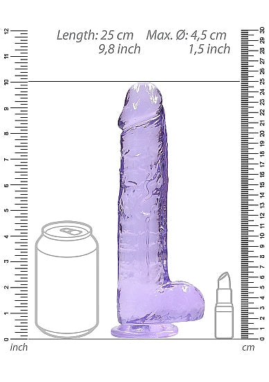 Realrock Consolador Realista De 9 Pulgadas Con Bolas Púrpura Claro