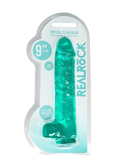 Consolador Realista Realrock 9in Con Bolas Turquesa