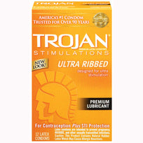 Trojan Stimulators Ultra Ribbed Paquete de 12