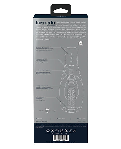 Vedo Torpedo Stroker Recargable Solo Negro Con Funda Luminosa