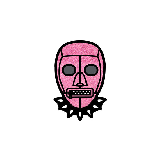 Máscara de bondage rosa Chapa