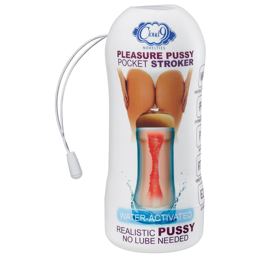 Cloud 9 Pleasure Pussy Pocket Stroker Bronceado activado por agua