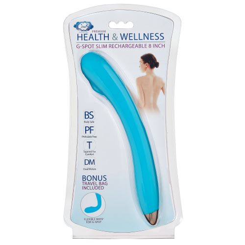 Cloud 9 Health &amp; Wellness Punto G recargable Slim 8 pulgadas Motor único Aqua Blue
