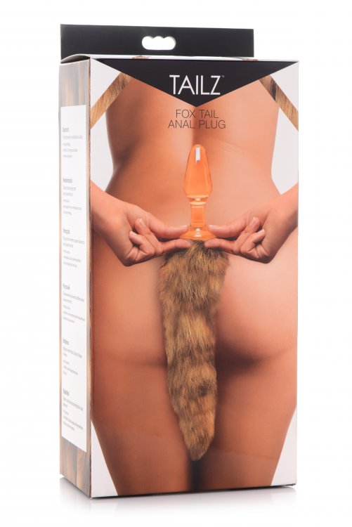 Tapón de cola de zorro de vidrio naranja juguetón