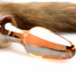 Tapón de cola de zorro de vidrio naranja juguetón