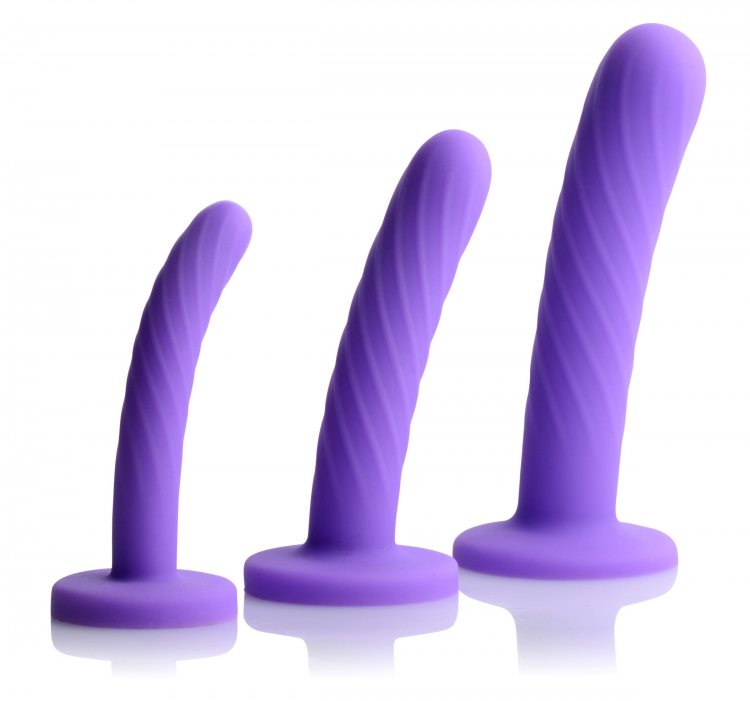 Strap U Tri Play Juego de consolador de silicona de 3 piezas Púrpura