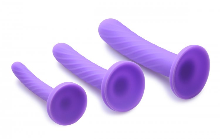 Strap U Tri Play Juego de consolador de silicona de 3 piezas Púrpura