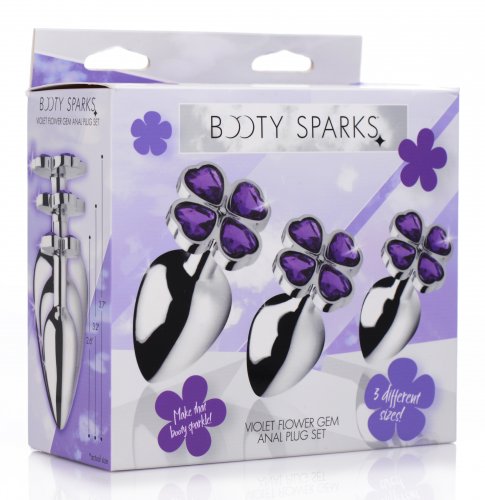 Amethyst Gemstone Flower Anal Plug Set
