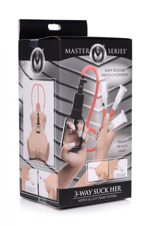 Master Series Sistema de bomba para chupar el pezón y el clítoris de 3 vías