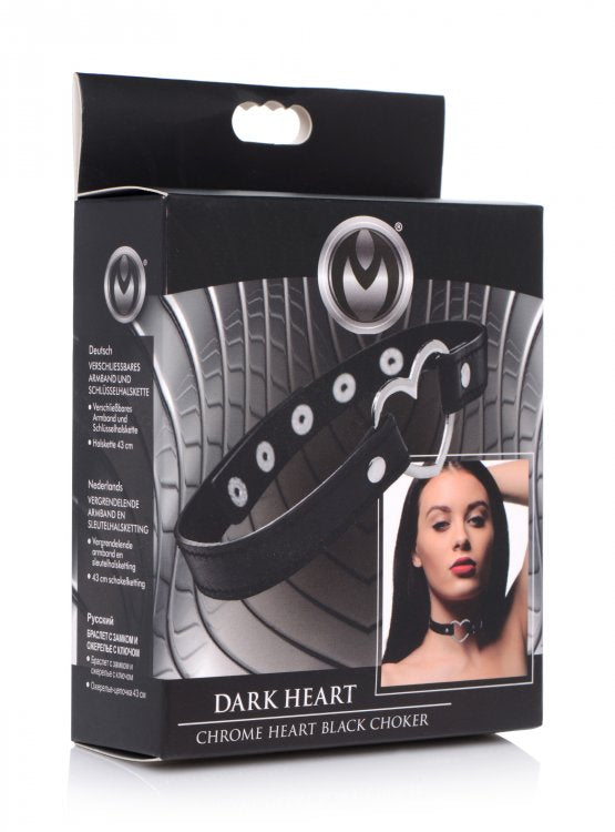 Dark Heart Chrome Heart Choker - Black