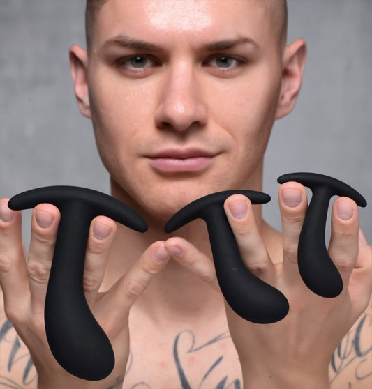 Master Series Dark Delights Juego de entrenador anal de silicona curvado de 3 piezas