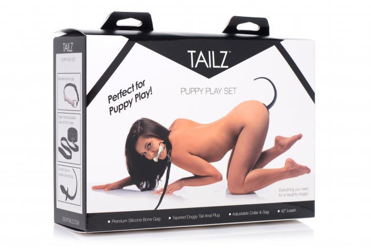 Tailz Playful Puppy Collection: Bone Gag, Tail Plug, and Collar