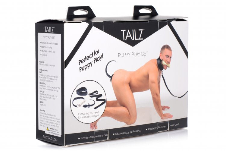 Tailz Playful Puppy Collection: Bone Gag, Tail Plug, and Collar