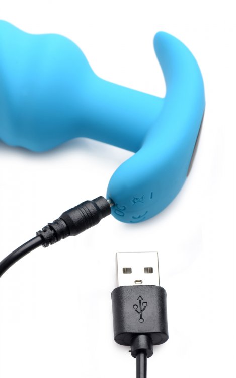Bang! 21x Vibrating Silicone Swirl Butt Plug W/ Remote Blue
