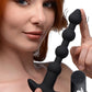 Vibrating Silicone Anal Beads & Remote in Black