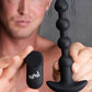 Vibrating Silicone Anal Beads & Remote in Black