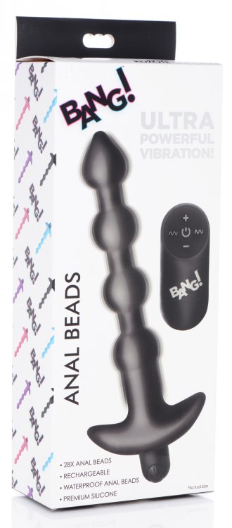 Vibrating Silicone Anal Beads & Remote in Black