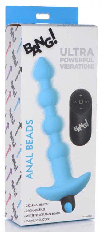 Vibrating Silicone Anal Beads & Remote in Blue