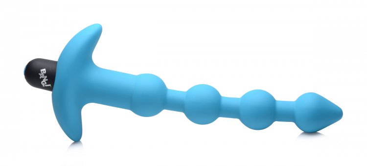 Vibrating Silicone Anal Beads & Remote in Blue