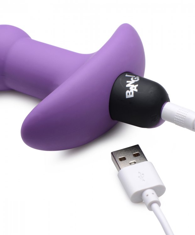 Vibrating Silicone Anal Beads & Remote in Purple
