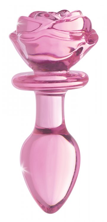 Pink Rosebud Glass Medium Anal Plug
