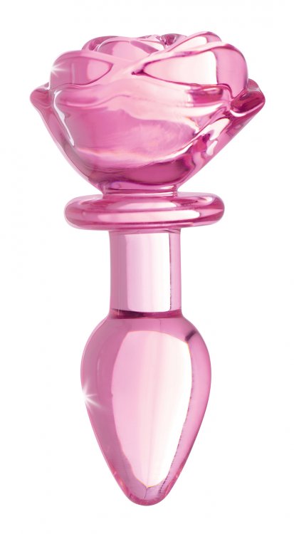 Pink Rose Glass Petite Anal Plug