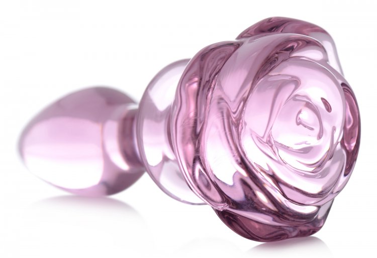Pink Rose Glass Petite Anal Plug