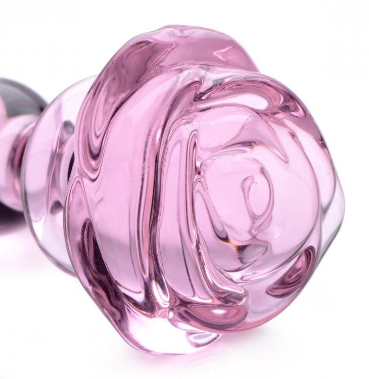 Pink Rose Glass Petite Anal Plug