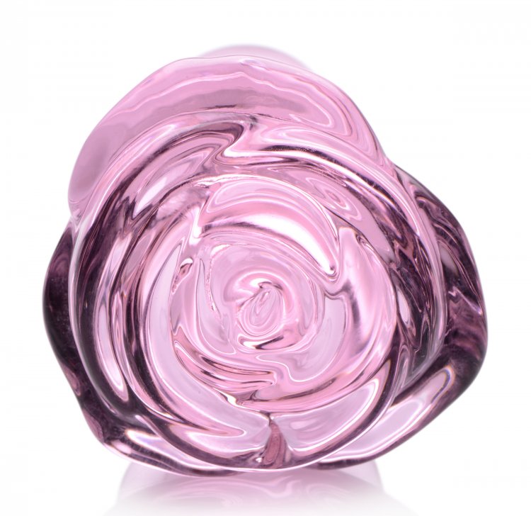 Pink Rose Glass Petite Anal Plug