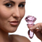 Pink Rose Glass Petite Anal Plug