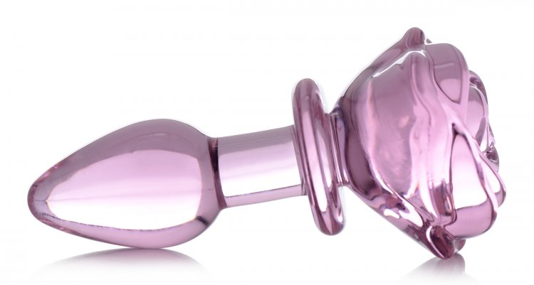 Pink Rose Glass Petite Anal Plug