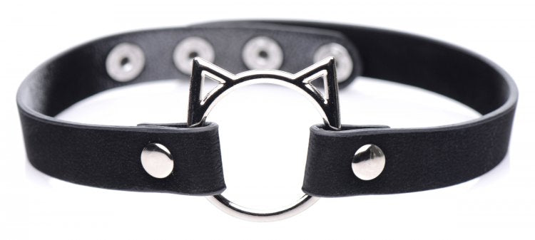 Master Series Kinky Kitty Ring Gargantilla delgada negra