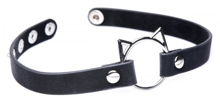Master Series Kinky Kitty Ring Gargantilla delgada negra
