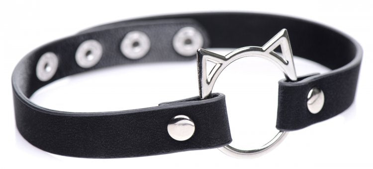 Master Series Kinky Kitty Ring Gargantilla delgada negra