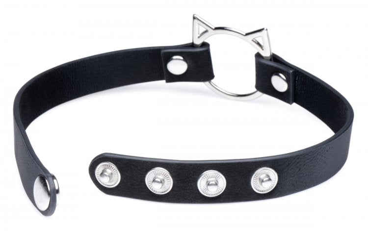 Master Series Kinky Kitty Ring Gargantilla delgada negra