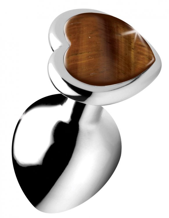 Tiger Eye Heart Gemstone Medium Anal Plug Set