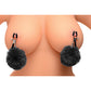 Velvet Pom Pom Nipple Clamps Black