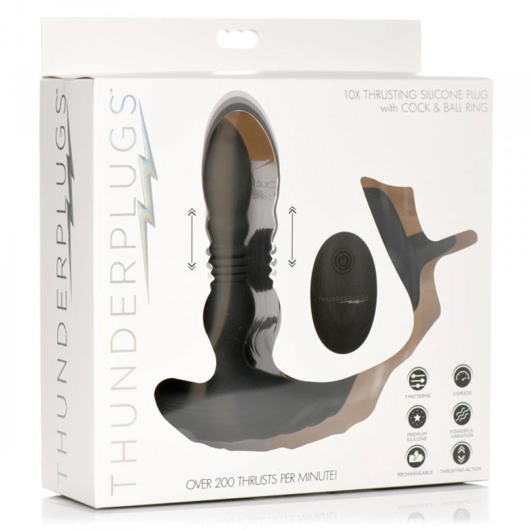 Thunderplugs 10x Enchufe de empuje con anillo para pene y bola