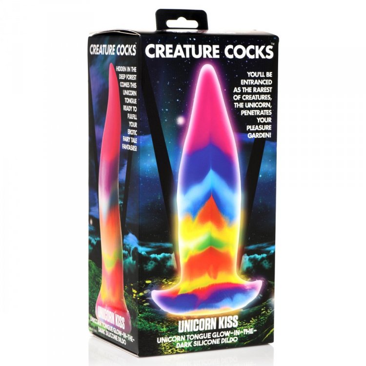 Criatura Pollas Unicornio Beso Brillan En La Lengua Oscura