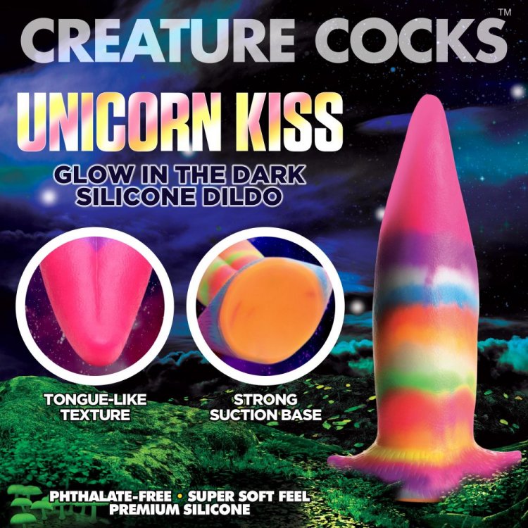 Criatura Pollas Unicornio Beso Brillan En La Lengua Oscura